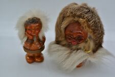 2 Eskimo Dolls 1 Naber Doll Handmade in Alaska Real Rabbit Fur
