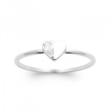 Bague forme petit coeur zirconium taille 54 argent massif 925/000 rhodié