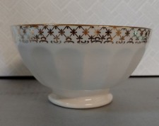 Bol Ancien Blanc Décor Tournant Doré 18 facettes  / Etat Neuf