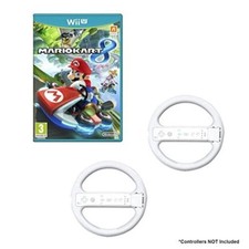 Mario Kart Game Bundle With 2 Wii Wheels White For Wii U Very Good