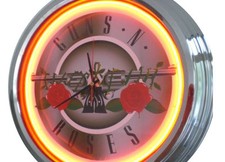 N-0251 Guns And Roses - Décoration Néon Horloge Murale Néon Horloge Atelier