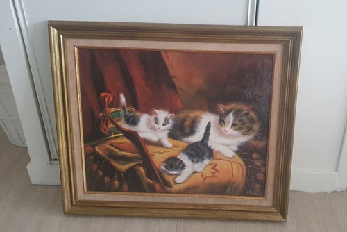 Tableau chat signé - chat,