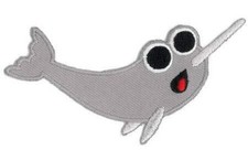 Heidi Barack Narwhal - Œuvre D'Art Originale - Patch À Coudre Brodé - 3,75" x 2"