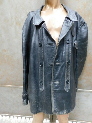 Veste cuir noir gvf vintage - veste,
