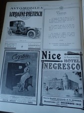 LORRAINE DIETRICH + NEGRESCO NICE + GUSTIN WRIGHT pub papier ILLUSTRATION 1912 c
