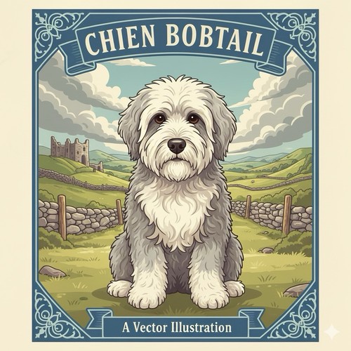 Affiche poster chien - affiche, bobtail