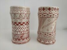 TERRACOTTA VASES, HAND-PAINTED AFRICAN ETHNIC DECORATION AFRICAINE COLLECTION