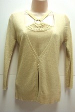 *NWT Adorable August Silk Knits Blouse/Top Shimmering Metallic Gold sz M-Org $68