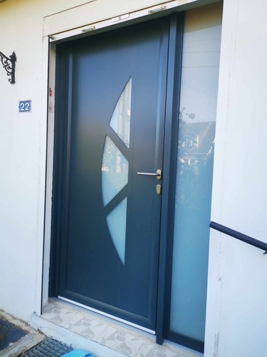 Porte entree alu gris - porte,