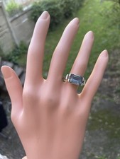 Bague en Argent ART DÉCO centrée Pierre Bleue