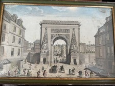 Gravure Couleur 18 eme Siècle de la Porte Saint Denis à Paris grand format