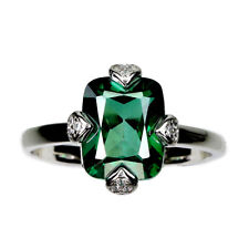 925 Argent Sterling Surface Revêtu Ancien Topaze 9x7mm Simulé Cz Ring 7