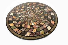 36 " Marbre Rond Café Table Top Pietra Dura Marqueterie Incrustation Handmade