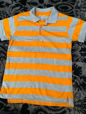 POLO Garçon manches courtes rayé gris/orange DU PAREIL AU MEME  10 ans - NEUF