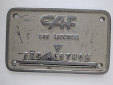 Plaque constructeur CAF con licencia GEC ALSTHOM train AVE RENFE tren Espagnol