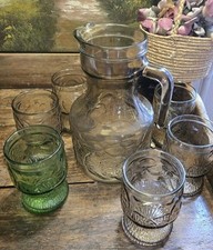 Magnifique Service Orangeade Verres Fumés 1970 Italie.