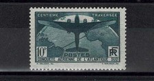 FRANCE STAMP YVERT 321 SCOTT C17 " AIRPLANE AND GLOBE 10F GREEN " MNH VF A058