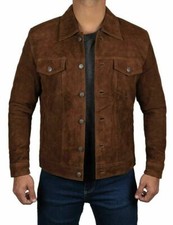 Veste en cuir daim marron