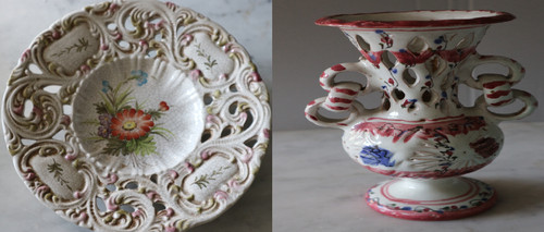 Lot faience assiette ajouree - assiette,