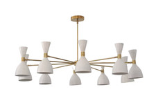 Lustre Spoutnik du milieu du siècle à 10 bras et 20 lumières, luminaire de...