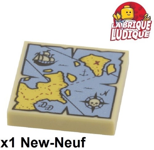 Lego tile decorated - 1x, map