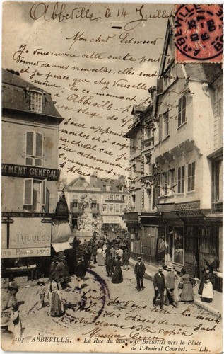 Cpa abbeville rue pont aux - cpa,