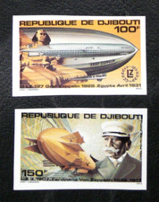 TIMBRES THEME AVIATION : 1980 DJIBOUTI YVERT PA N° 144 / 145 NEUF Non Dentelé