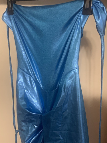 Blue metallic mermaid gown - blue,