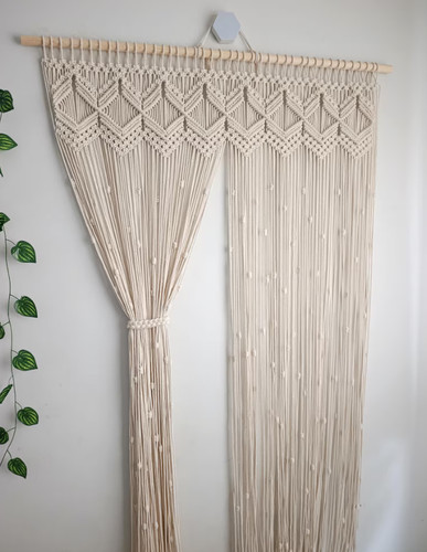 Hanging macrame door curtain - hanging,