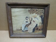 Ecole du XIXème siècle personnages en costumes assis sur un banc