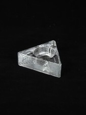 Bougeoir / porte-bougie triangle vintage années 1980 en verre moulé ou cristal