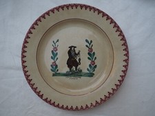 BRETAGNE : Assiette en Faïence J&F. BOURDALEIX Bordeaux - LANNION Md. de Cheveux
