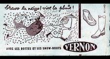 Buvard CHAUSSURES / BOTTES de PLUIE & de NEIGE "VERNON" illustré VINTAGE