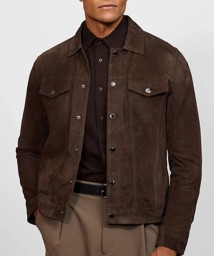 Veste boutonnée homme cuir - en,