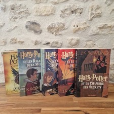 HARRY POTTER LOT 5 LIVRES GRAND FORMAT TOME 2, 4, 5, 7, ENFANT MAUDIT GALLIMARD