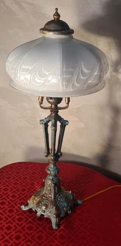 Lampe ancienne patine bronze - lampe,