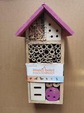 Hotel  insectes abri jardin H 26 cm  neuf toit violet bois naturel TBE