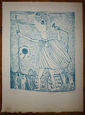 Aristide Caillaud Lithographie originale signée art brut art singulier abstract