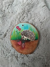 Sous-verre en bois hérisson décoration maison pyrographie fait main cadeau personnalisé 