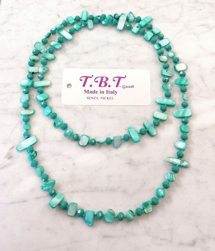 Moderne collier long - long, nacre