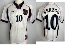 Maillot Match Worn Joueur Autriche Herzog 1998-2000 Avec Autographe