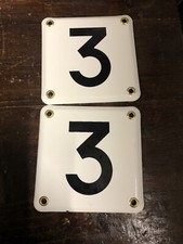 Ancienne Plaque Emaillée Chiffre Blanc Numero 3