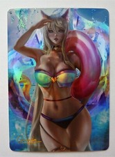 CARTE SEXY GIRL WAIFU BEAUTY MANGA GAME MINT HOLO League of Legends Ahri