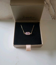 Collier Lover Shy En Pierre Naturelle Quartz Rose Fait Main, Plus Boîte.