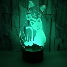 Mignon chaton 3D lampe de nuit LED 7 couleurs changeantes veilleuse pour enfants