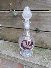 Carafe cristal taillé à décor d'oiseaux Hofbauer Ruby Birdes XXème