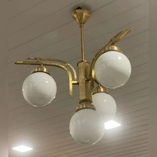 Ancien lustre suspension laiton plafonnier plafonnier vintage art déco...