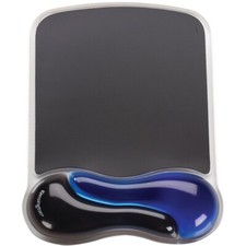 Duo Gel Wave Mouse Pad w/Wrist Rest - Noir, Bleu