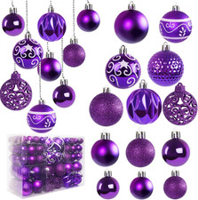 Set 100 Décorations Noel Violet Boules Incassables pour Arbre, Maison