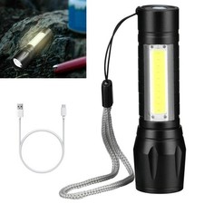 Mini lampe de poche rechargeable USB COB torche LED USB lampe zoomable pour camp